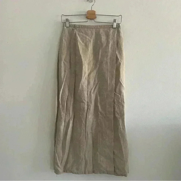 Liz Claiborne Maxi Linen Skirt Oatmeal Color Sz 6 - Picture 1 of 7